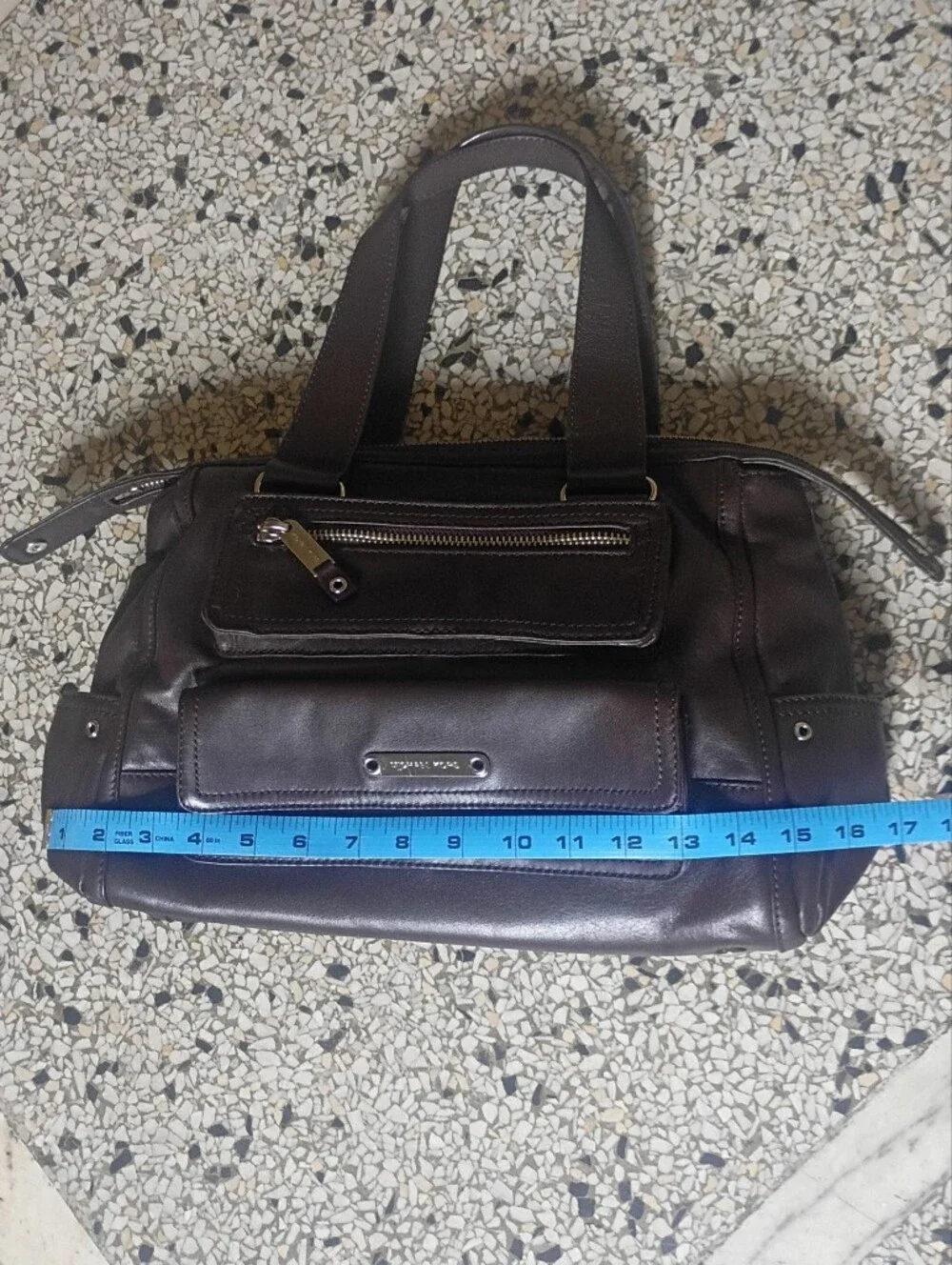 Michael Kors Brown Leather Travel Bag with Silver Hardware